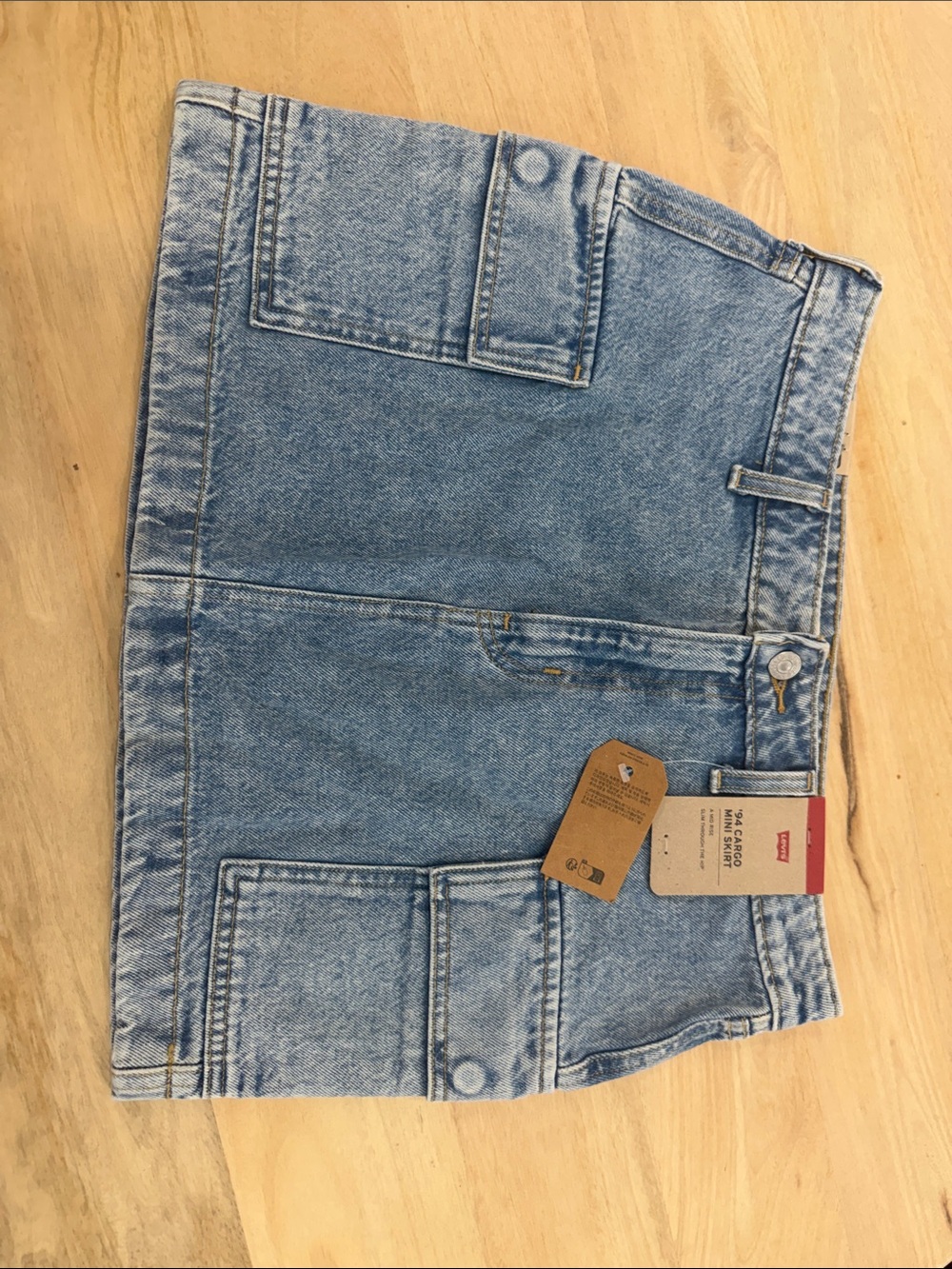 Levi's Light Blue Slim Denim Jeans Skirt ‘94 cargo mini skirt 27 Sz 4